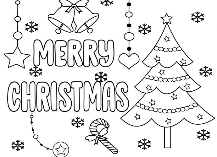 Black & white Merry Christmas Coloring Pages & Sheets For Kids, Toddlers