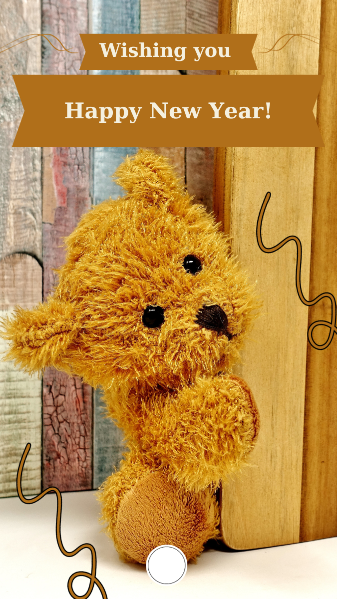 Teddy Cute Wish Happy New Year 2025