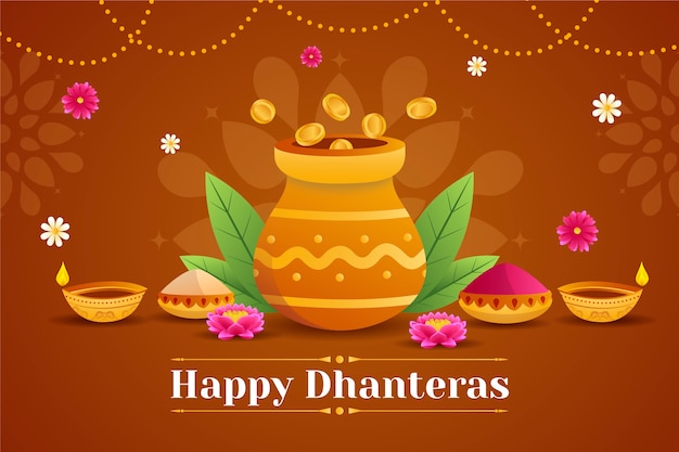 Gradient background for dhanteras festival celebration
