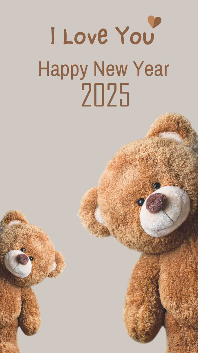 Teddy Bear Romantic Wishes Happy New Year 2025